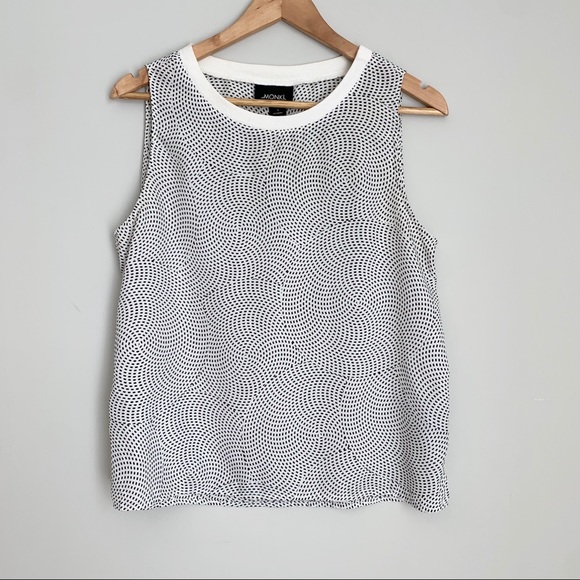 Monki Tops - MONKI black dot circle white tank top